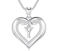 EUDORA Harmony Ball Collar del Nombre Inicial Y de Corazón para Mujer, Colgantes Inicial Collares Y Alfabeto, Plateado Joyería con Letras Original Regalo para Mujer Madre Hija Hermanas Niña, 50,8CM