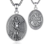EUDORA Harmony Ball Collar Diosa Celta Morrigan Plata de Ley 925 para Mujer, Medalla Trinidad Cuervo Colgantes Diosa de la Luna Oscura Tejedora del Destino Joyería Céltico Regalos para Mujer, 20"+2"
