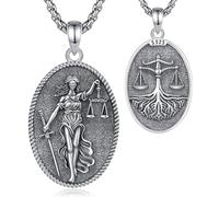 EUDORA Harmony Ball Collar Diosa Ciega de La Justicia Plata de Ley 925 para Mujer, Medalla Colgante Balanza de La Justicia Griega Romana Ángel Diosa Ciega Joyería Regalos para Abogado Mujer, 20"+2"