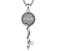 EUDORA Harmony Ball Collar Llave de la Rueda de Hécate Plata de Ley 925 para Mujer, Colgante Sello de Hécate Serpiente Llave Wicca Bruja Joyería Diosa de la Triple Luna Brujo Regalos para Mujer, 20"