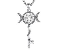 EUDORA Harmony Ball Collar Llave de la Rueda de Hécate Plata de Ley 925 para Mujer, Colgante Sello de Hécate Serpiente Llave Bruja Wicca Joyería Diosa de la Triple Luna Brujo Regalos para Mujer, 20"