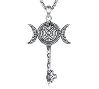 EUDORA Harmony Ball Collar Llave de la Rueda de Hécate Plata de Ley 925 para Mujer, Colgante Sello de Hécate Serpiente Llave Bruja Wicca Diosa de la Triple Luna Brujo Joyería Regalos para Mujer, 20"