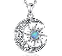 EUDORA Harmony Ball Collar Luna Sol para Mujer Plata de Ley 925, Colgante Energía Collares Vikingo Collar the Witcher, Sol Luna Joyería Original Regalo para Mujer Madre Hija Hermanas, 45CM