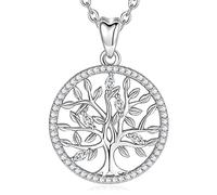 EUDORA Harmony Ball Collar Mujer Arbol Colgante Arbol de La Vida de Plata de Ley 925, Collares para Mama Hija Arbol de La Vida Circonita Joyería, Regalo Original para Mujer Mama Hija Esposa, 45CM