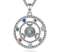 EUDORA Harmony Ball Collar Rueda de Hekate Triple Luna Diosa Chakras para Mujer Plata de Ley 925, Vintage Colgante Sello de Hekate Witche Wicca Amuleto Runas Joyería Regalo para Mujer Bruja,50CM