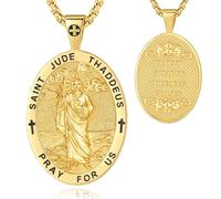 EUDORA Harmony Ball Collar San Judas Tadeo para Mujer Hombre Plata de Ley 925, Oro Colgantes Amuleto Medalla de San Judas Tadeo Católico Cristiano Joyería Regalo para Madre Padre, 22"+2"