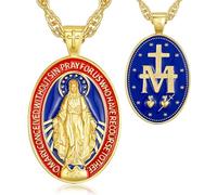 EUDORA Harmony Ball Collar Virgen María Medalla Milagrosa Plata Pura con Baño de Oro de 18K para Mujer Hombre, Colgante Medalla de La virgen Milagrosa Joyería Regalo Original para Madre Padre, 22"+2"