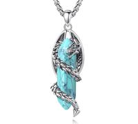 EUDORA Harmony Ball Collares Dragón para Mujer Hombre, Colgantes Cristal Rosa Obsidiana Energía Collar Vikingo Collar the Witcher, Dragón Vintage Joyería, Original Regalo para Hombre Mujer, 51CM+61CM