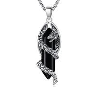 EUDORA Harmony Ball Collares Dragón para Mujer Hombre, Colgantes Obsidiana Cristal Energía Collar Vikingo Collar the Witcher, Dragón Vintage Joyería, Original Regalo para Hombre Mujer, 51CM+61CM