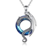EUDORA Harmony Ball Collares Dragón para Mujer Plata de Ley 925, Colgantes Cristal Austriaco Energía Collar Vikingo Collar the Witcher, Dragón Vintage Joyería Original Regalo para Mujer Madre, 45CM