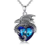 EUDORA Harmony Ball Collares Dragón para Mujer Plata de Ley 925, Colgantes Cristal Austriaco Energía Collar Vikingo Collar the Witcher, Dragón Vintage Joyería Original Regalo para Madre Mujer, 45CM