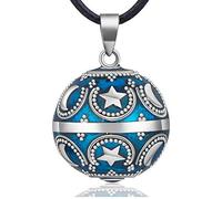 EUDORA Harmony Ball Estrella Luna Collar de Mujer, Llamador de Angeles Embarazada, Colgantes de Mujer Primer Embarazo Mamá Amigo Hermana Esposa Mejor Regalo, 114,3CM + 76,2CM