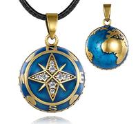 EUDORA Harmony Ball Llamador de Angeles Embarazada Collares para Mujer Embarazo, Vintage Brújula Tierra Joyería Colgantes de Mujer Primer Embarazo Mamá Regalos para Madre Mujer, 76,2cm + 114,3cm