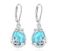 EUDORA Harmony Ball Pendientes Ola Turquesa para Mujer Plata de Ley 925, Pendientes de Gota Lágrimas de Ángel Turquesa Joyería Original Regalo para Mujer Madre Hija