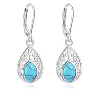 EUDORA Harmony Ball Plata de Ley 925 Pendientes de Turquesa para Mujer Pendientes de Gota Lágrimas de Ángel Turquesa Joyería Original Regalo para Mujer Madre Hija