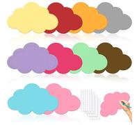 EUDUQ 100 tarjetas de moderación, 180 g, extragruesas, 10 colores, grandes, en blanco, en blanco, maletín de moderación, flip-chart papel Back to School con 100 cintas autoadhesivas de (nubes)