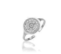 EUEAVAN Anillo ajustable con sello de los 7 arcángeles para hombre, anillo de San Miguel, patrón de San Talismán, joyería cristiana, regalo pagano, Acero inoxidable, Sin piedra preciosa