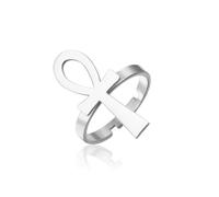 EUEAVAN Anillo Ankh ajustable con cruz africana Ankh clave de la vida, anillo de protección de ojo de Ra Horus, amuleto egipcio antiguo, joyería religiosa, regalo para mujeres y hombres, Acero