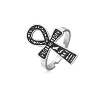 EUEAVAN Anillo Ankh ajustable con cruz africana Ankh clave de la vida, anillo de protección de ojo de Ra Horus, amuleto egipcio antiguo, joyería religiosa, regalo para mujeres y hombres, Acero