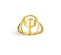 EUEAVAN Anillo con símbolo psicológico del alfabeto griego, psicología, psiquiatría, signo médico, joyería, psicoterapeuta, psicólogo, regalo para mujeres y hombres, Acero inoxidable, Sin piedras