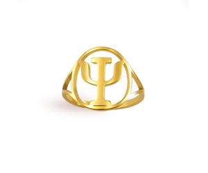 EUEAVAN Anillo con símbolo psicológico del alfabeto griego, psicología, psiquiatría, signo médico, joyería, psicoterapeuta, psicólogo, regalo para mujeres y hombres, Acero inoxidable, Sin piedras
