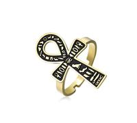 EUEAVAN - Anillo de Ankh ajustable de cruz de Ankh africana con llave de la vida, amuleto de protección de ojo de Ra Horus, joyería religiosa egipcia, regalo para mujeres y hombres, Acero inoxidable