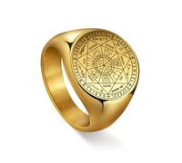 EUEAVAN Anillo de sellos de los 7 arcángeles para hombre, símbolo del arcángel, San Miguel, patrón de San Talismán, joyería cristiana, regalo pagano, Acero inoxidable, Sin piedra preciosa