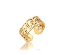 EUEAVAN - Anillo de símbolos de sabiduría africana ajustable para trébol de la suerte, amuleto de Egipto, Adinkra Gye Nyame, joyería étnica de buena suerte, regalo para mujeres y hombres, Acero