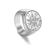 EUEAVAN Anillo Tetragrammaton para hombre Nombre hebreo de Dios YHVH YHWH Jehová Pentáculo Yeshua Anillo de oración bendito Amuleto pentagrama Joyería Wicca Regalo (plata, 12(US))