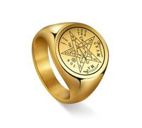 EUEAVAN Anillo Tetragrammaton para hombre Nombre hebreo de Dios YHVH YHWH Jehová Pentáculo Yeshua Anillo de oración bendito Amuleto pentagrama Joyería Wicca Regalo (oro, 10(US))