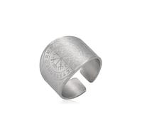 EUEAVAN Anillo Viking Compass Vegvisir para hombre ajustable nórdico Valknut Odin Pirate Rings Joyería con símbolos rúnicos nórdicos Regalo pagano (Vegvisir Fénix plata, 10(US))