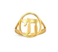 EUEAVAN Anillos de chai judío, anillo clásico de letra hebrea, inspirado en el nombre de la Cabalá, amuleto cristiano, joyería religiosa, hexagrama de Hanukkah, regalo para mujeres y hombres, Acero