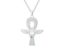 EUEAVAN Ankh Cross Scarab Beetle - Collar para mujer, llave de la vida, diosa egipcia, colgante de Isis, amuleto de protección del antiguo Egipto, joyería religiosa, regalo de cartouche, Medium, Acero