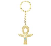 EUEAVAN Ankh Cross Scarab Beetle Llavero llave de la vida diosa egipcia Isis llavero egipcio religioso amuleto regalo, Dorado, M