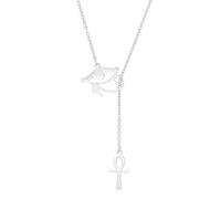 EUEAVAN Ankh Cruz Y Collar clave de la vida ojo de Horus colgante Cartouche cadena larga protección amuleto africano copto antiguo egipcio joyería religiosa regalo para mujeres hombres, Medium, Acero