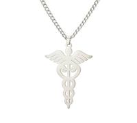 EUEAVAN Collar Caduceo Símbolo de Medicina para Médico Enfermera Alerta Médica Estetoscopio Colgante Joyería Temática MD Regalo para Mujeres Hombres Plata