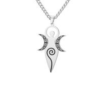 EUEAVAN Collar celta de la diosa de la fertilidad en forma de espiral triple luna diosa colgante pagano wiccano-amuleto mágico joyas religiosas regalo para mujeres madre, Medium, Acero inoxidable, No