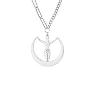 EUEAVAN Collar celta diosa de la fertilidad en espiral triple luna colgante pagan wiccan magia amuleto joyas regalo para mujeres madre, Medium, Acero inoxidable