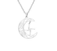 EUEAVAN - Collar con colgante de cruz de Santa Brígida tradicional, amuleto celta irlandés de la Santa Brigida, joyería cristiana religiosa, regalo para mujer y hombre, Medio, Acero inoxidable, Sin