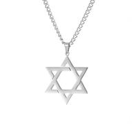 EUEAVAN Collar con colgante de estrella de David Chai con hexagrama de seis puntas y estrella judía, amuleto hebreo Chai de la suerte, bendición, joyería religiosa, regalo de Israel Hanukkah para