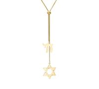 EUEAVAN Collar con colgante de estrella de David Chai con hexagrama de seis puntas y estrella judía, amuleto hebreo Chai de la suerte, bendición, joyería religiosa, regalo de Israel Hanukkah, Medio