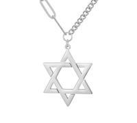 EUEAVAN Collar con colgante de estrella de David Chai con hexagrama de seis puntas y estrella judía, amuleto hebreo Chai de la suerte, bendición, joyería religiosa, regalo de Israel Hanukkah, Medio