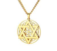EUEAVAN Collar con colgante de estrella de David Chai con hexagrama de seis puntas y estrella judía, amuleto hebreo Chai de la suerte, bendición, joyería religiosa, regalo de Israel Hanukkah, Medio