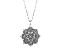 EUEAVAN Collar con colgante de flor de la vida para mujer, delicada cadena de acero inoxidable en capas, flor de loto budista, collar con colgante de mandala, regalos de mandala para mujeres y niñas