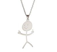 EUEAVAN Collar con colgante de garabato divertido personalizado con dedo medio sonriente de moda Cool Declaración creativa gargantilla única de acero inoxidable hecha a mano joyería