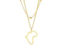 EUEAVAN Collar con colgante de mapa de África para mujer, collar con colgante de mapa de África, país, en capas, hueco, continente, joyería africana, regalo, Acero inoxidable