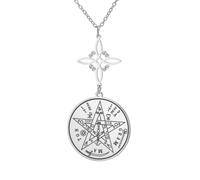 EUEAVAN Collar con colgante de pentagrama y lazo de bruja Tetragrammaton Nudo De Bruja YHVH YHWH Colgante Yeshua Jehovah Amuleto Wicca Joyas religiosas Regalo, Medium, Acero inoxidable, No es una