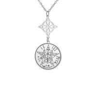 EUEAVAN Collar con colgante de pentagrama y lazo de bruja Tetragrammaton Nudo De Bruja YHVH YHWH Colgante Yeshua Jehovah Amuleto Wicca Joyas religiosas Regalo, Medium, Acero inoxidable, No es una