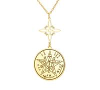 EUEAVAN Collar con colgante de pentagrama y nudo de bruja Tetragrammaton Nudo De Bruja YHVH YHWH Colgante Yeshua Jehovah Amuleto Wicca Joyas religiosas Regalo, Medium, Acero inoxidable