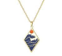 EUEAVAN Collar con colgante de sol y ola de océano para mujer, amuleto con forma de gota de mar, regalo para amantes de la naturaleza, Medium, Acero inoxidable, No es una piedra preciosa